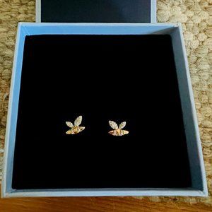 ADINA REYTER 14k Yellow Gold and Diamond Pave Bee Stud Earrings